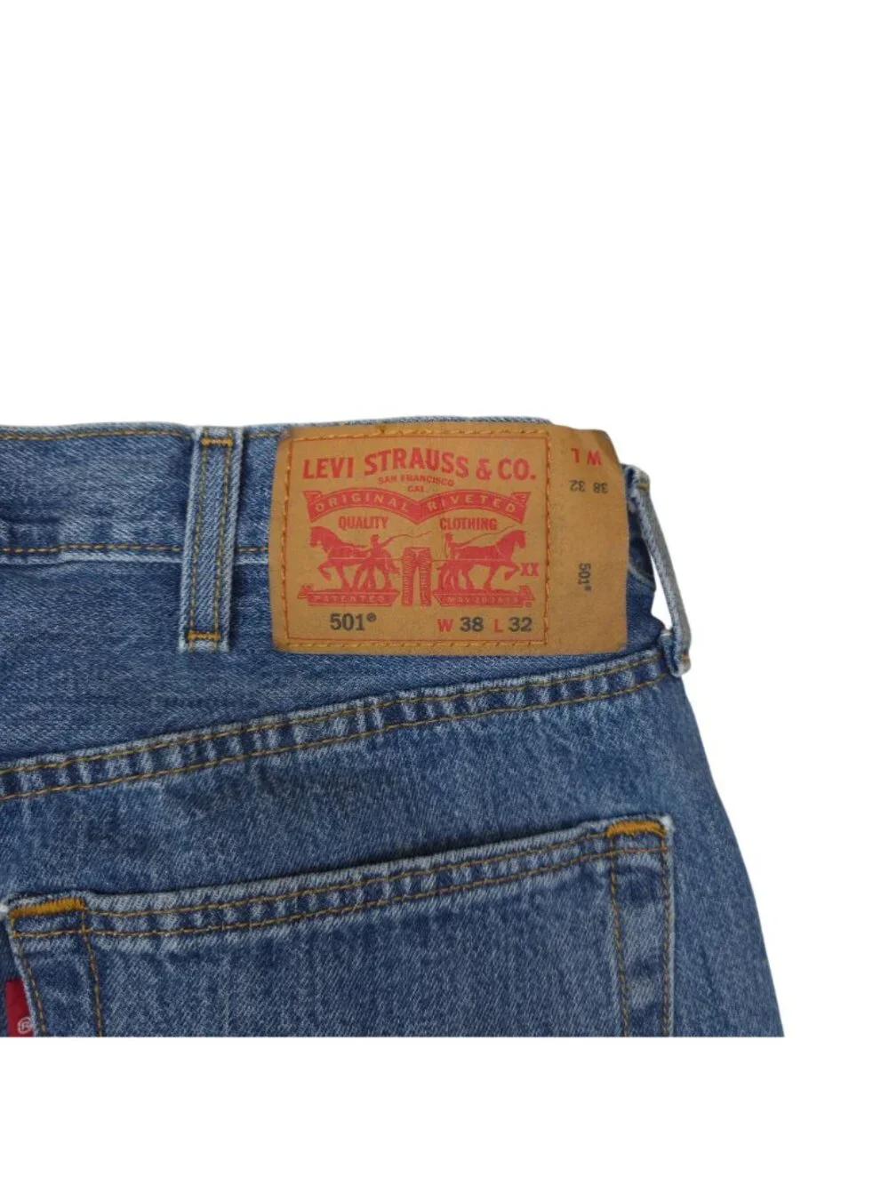 Levis 501 Mens Blue Jeans 38x32 Button Fly Classic Fit Heavyweight Denim